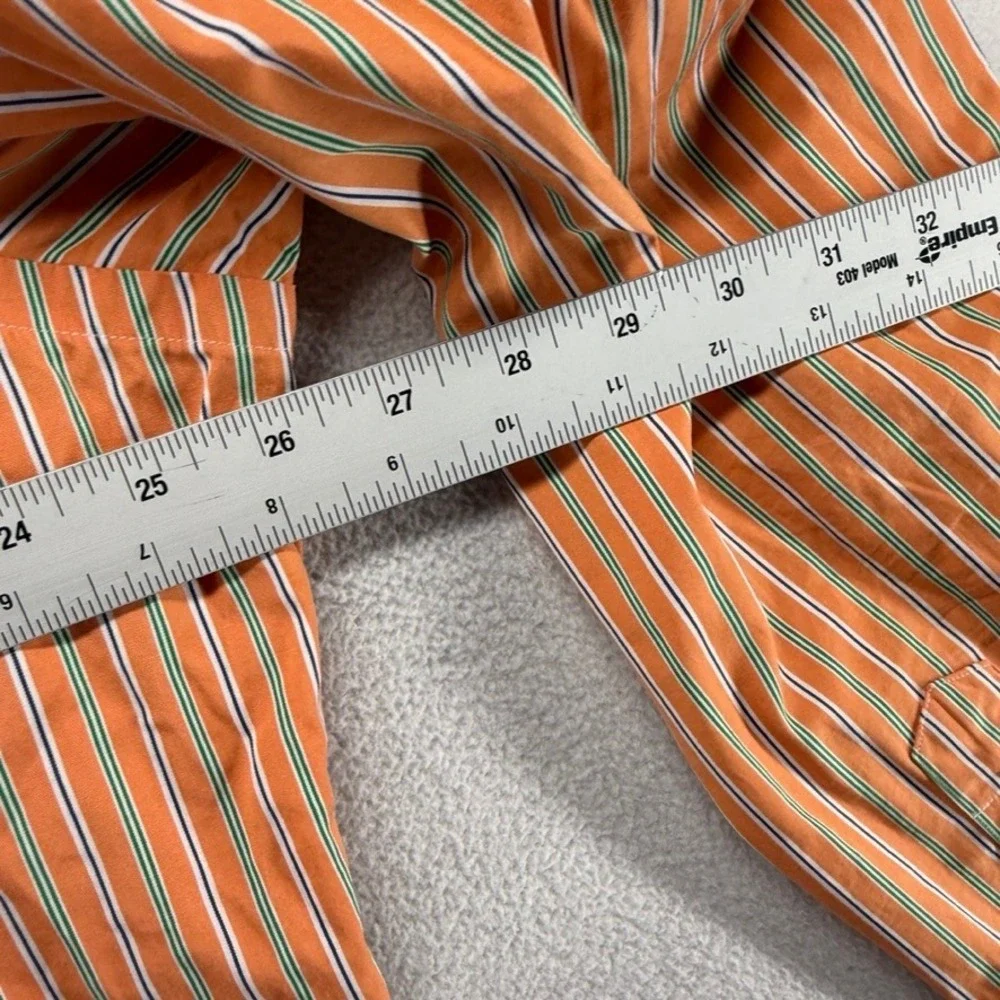 Vintage Ralph Lauren Button Down Shirt Mens XL Orange Green Striped Pony 90s